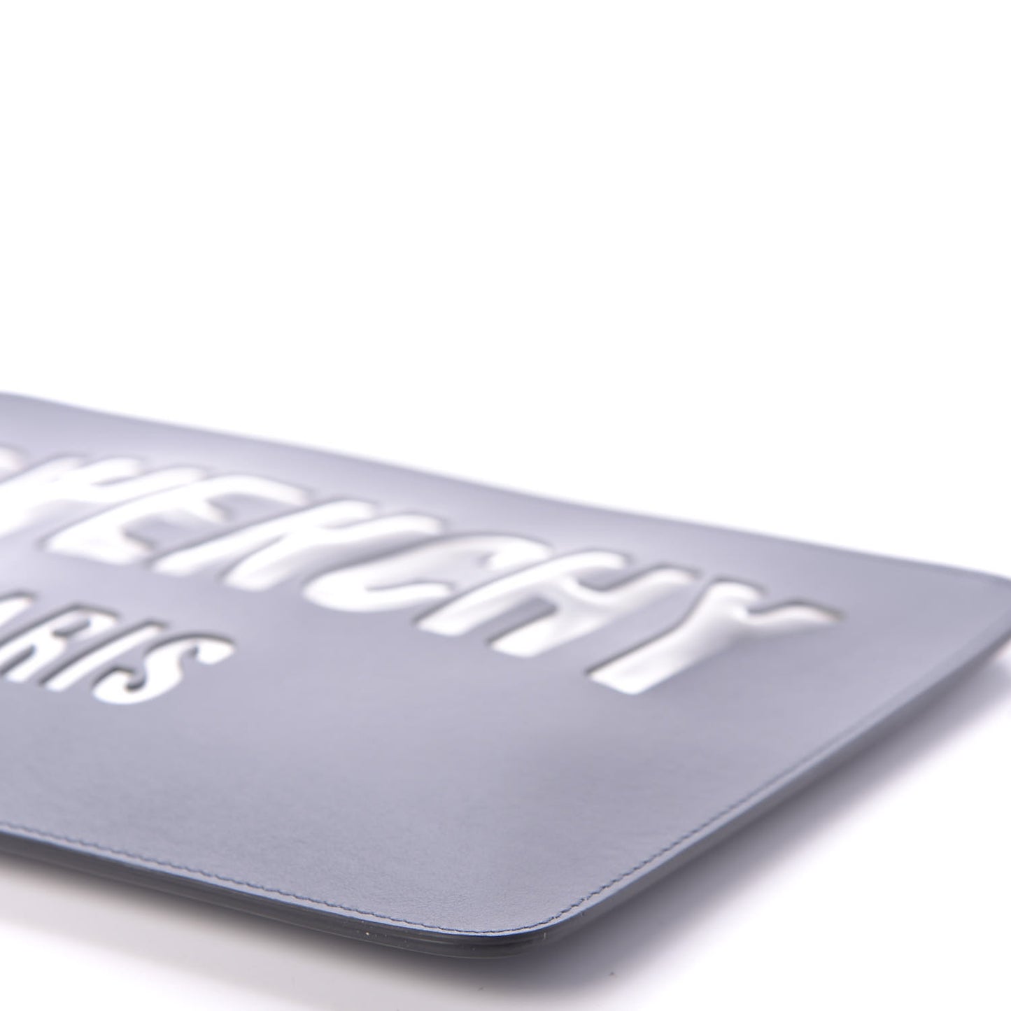 Calfskin Logo Zip Pouch Navy Silver