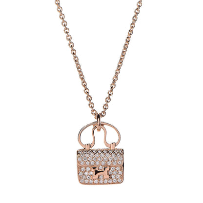 Hermes 18K Rose Gold Diamond Constance Amulette Pendant Necklace 4 of 7