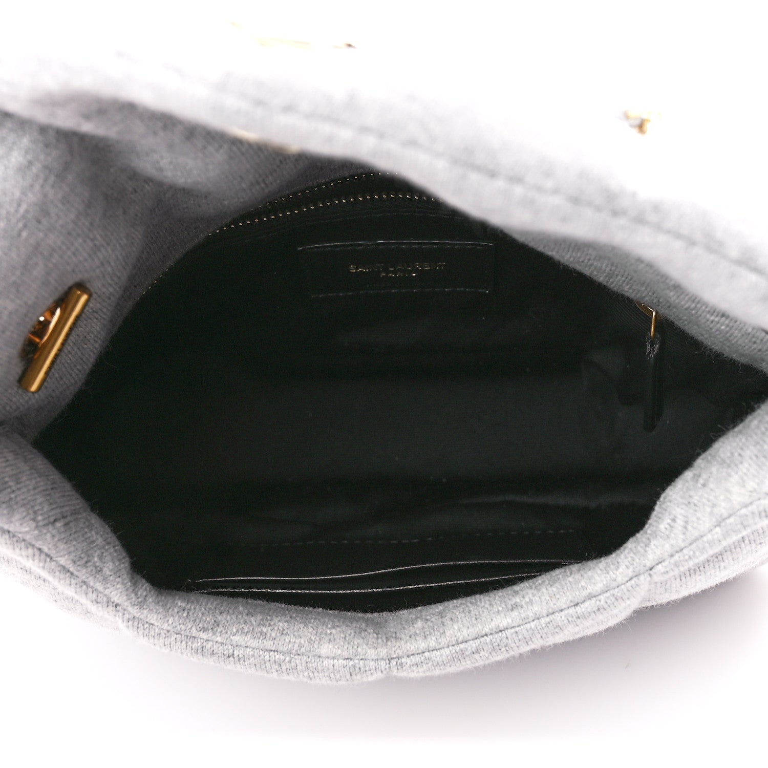 Saint Laurent Jersey Quilted Toy Loulou Puffer Monogram Chain Satchel Grey Cloud 4 of 9