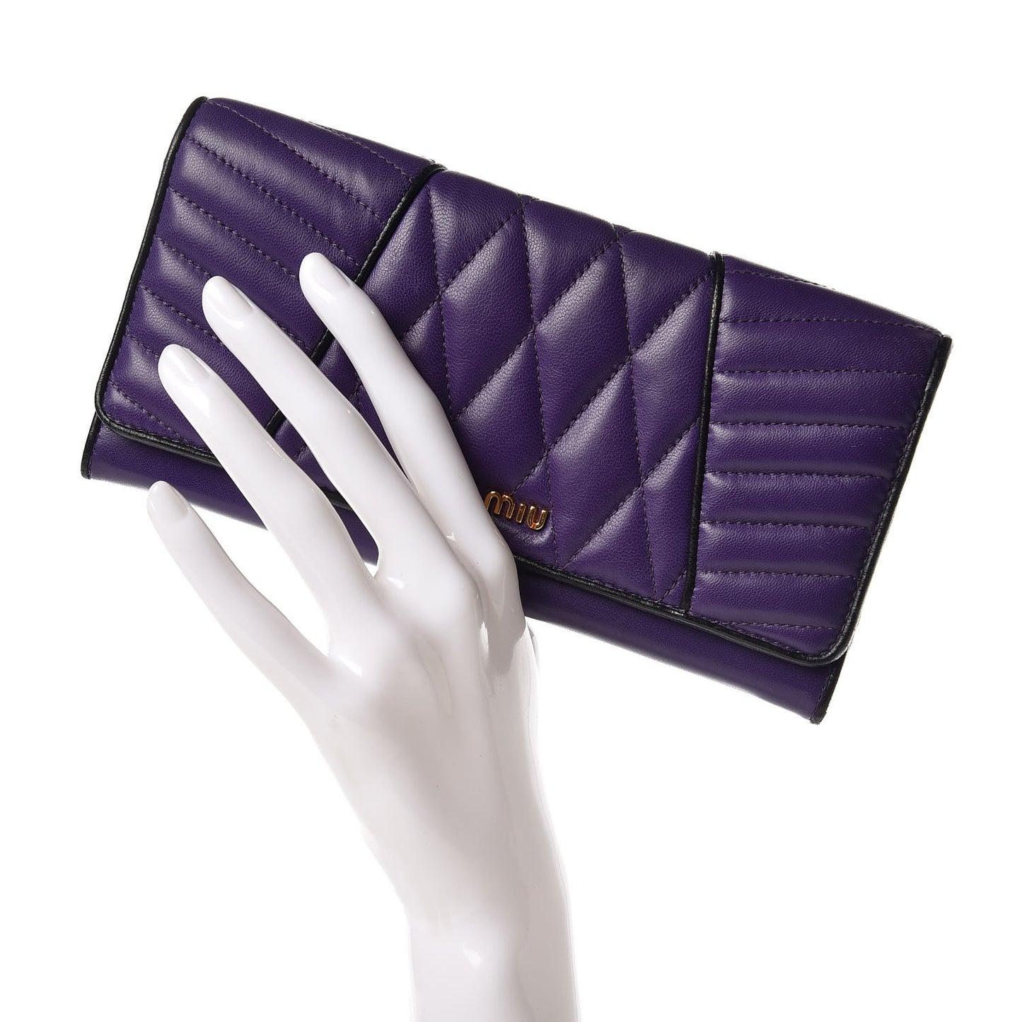Nappa Matelasse Biker Flap Wallet Viola
