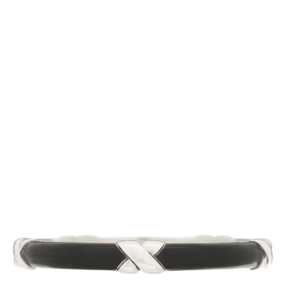 Tiffany Sterling Silver Enamel Signature X Bangle Bracelet Black 1 of 3