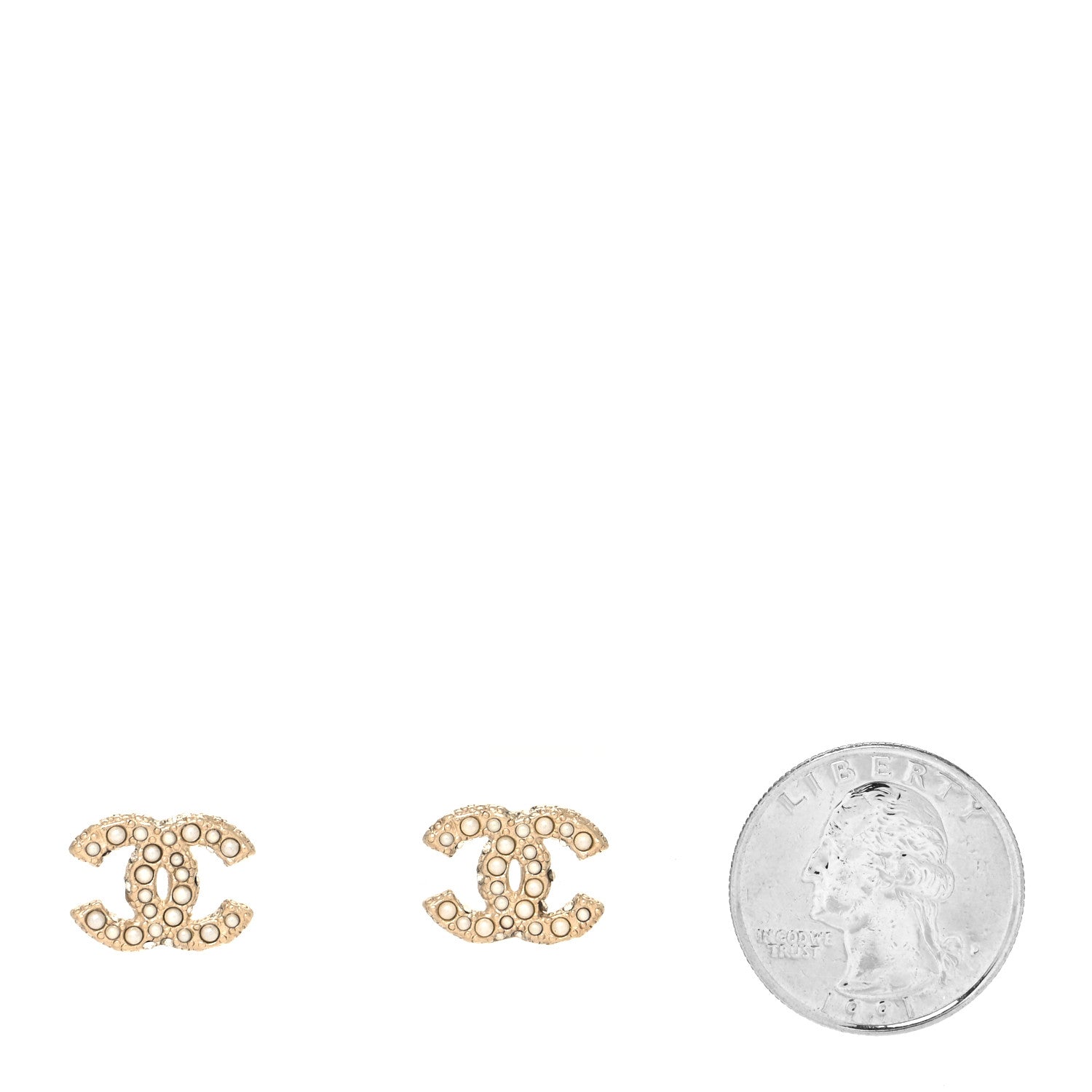 Chanel Metal Graduated Pearl Crystal CC Earrings Light Gold 2 of 4