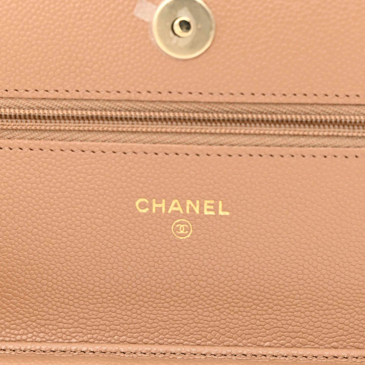 Caviar Quilted Wallet on Chain WOC Dark Beige