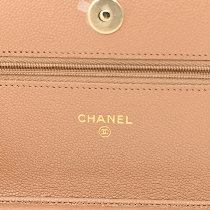 Chanel Caviar Quilted Wallet on Chain WOC Dark Beige 6 of 13
