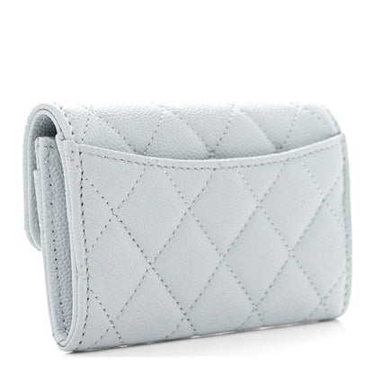 Chanel Caviar Quilted Flap Card Holder Wallet Blue 3 of 9