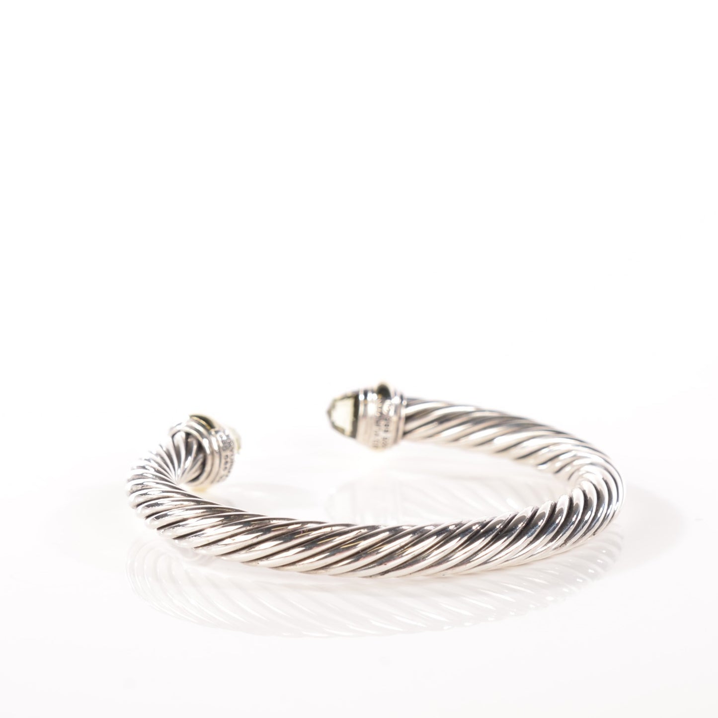 Sterling Silver 14K Yellow Gold Prasiolite 7mm Cable Classics Bracelet