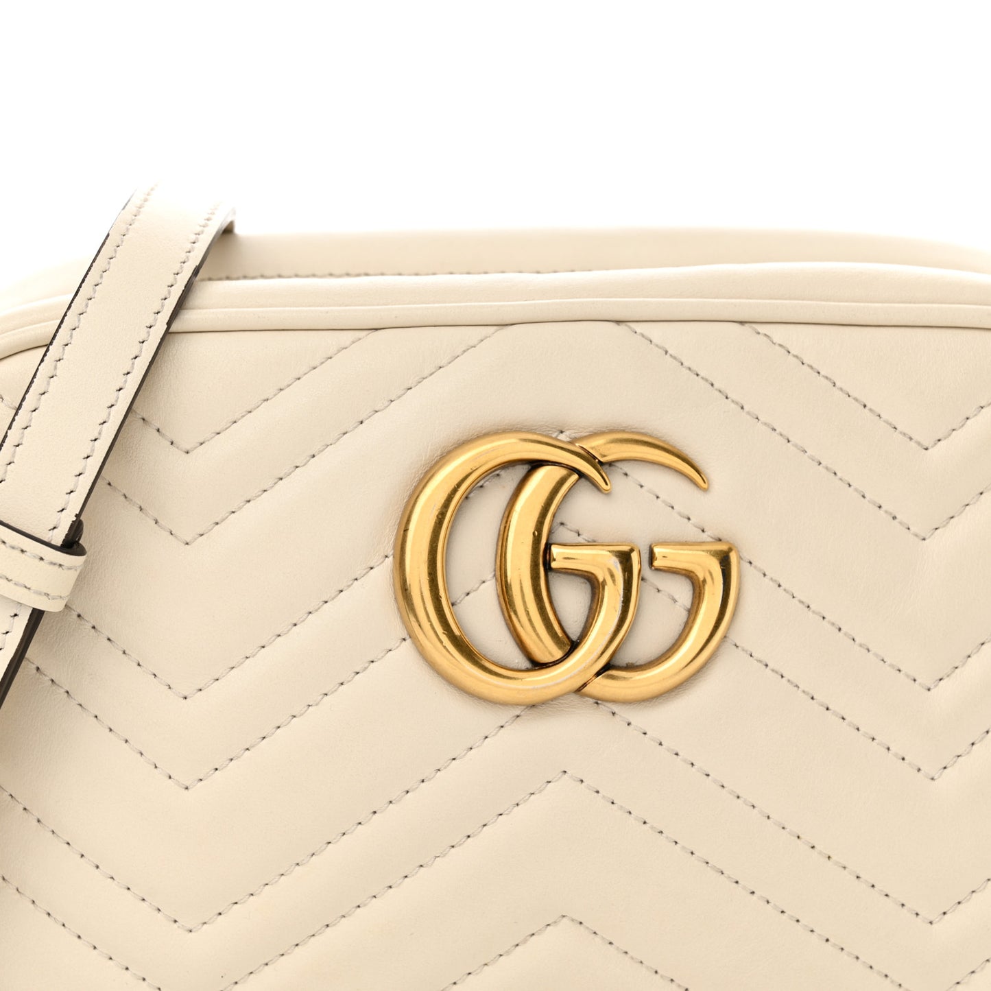 Calfskin Matelasse Small GG Marmont Chain Shoulder Bag White
