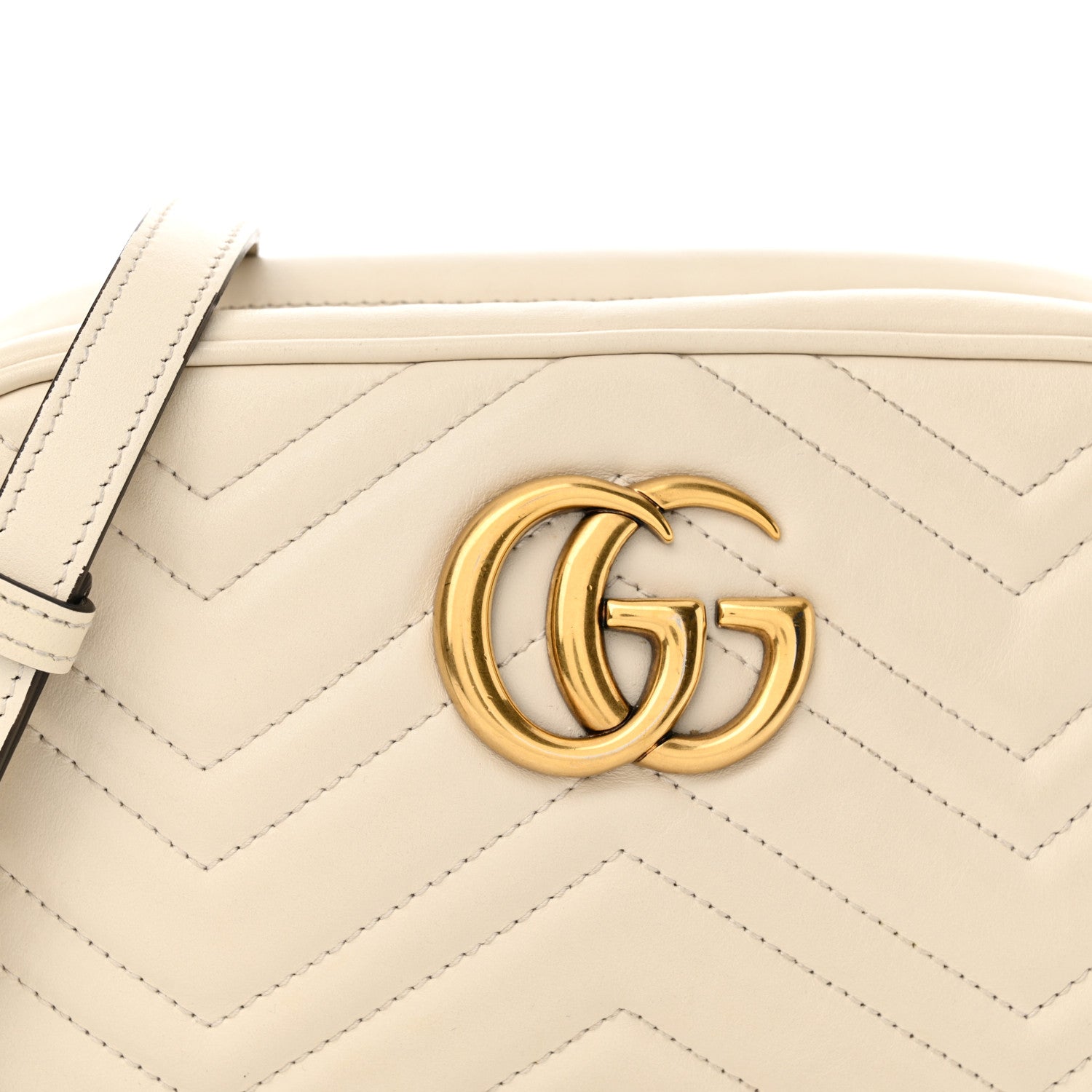 Gucci Calfskin Matelasse Small GG Marmont Chain Shoulder Bag White 7 of 15