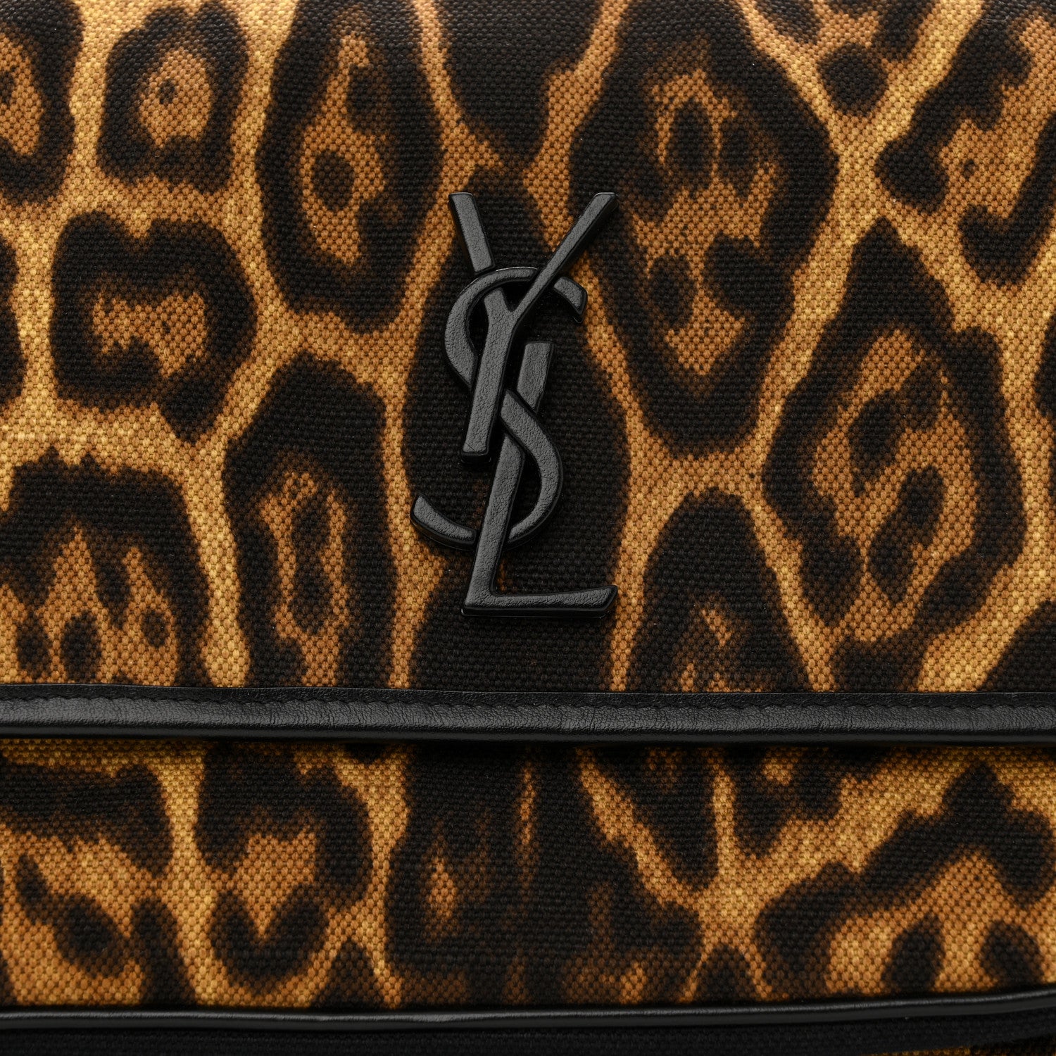 Saint Laurent Smooth Calfskin Canvas Leopard Print Medium Niki Chain Satchel Light Natural 8 of 11