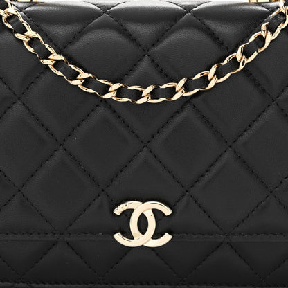 Chanel Lambskin Quilted Top Handle Wallet On Chain WOC Black 8 of 10