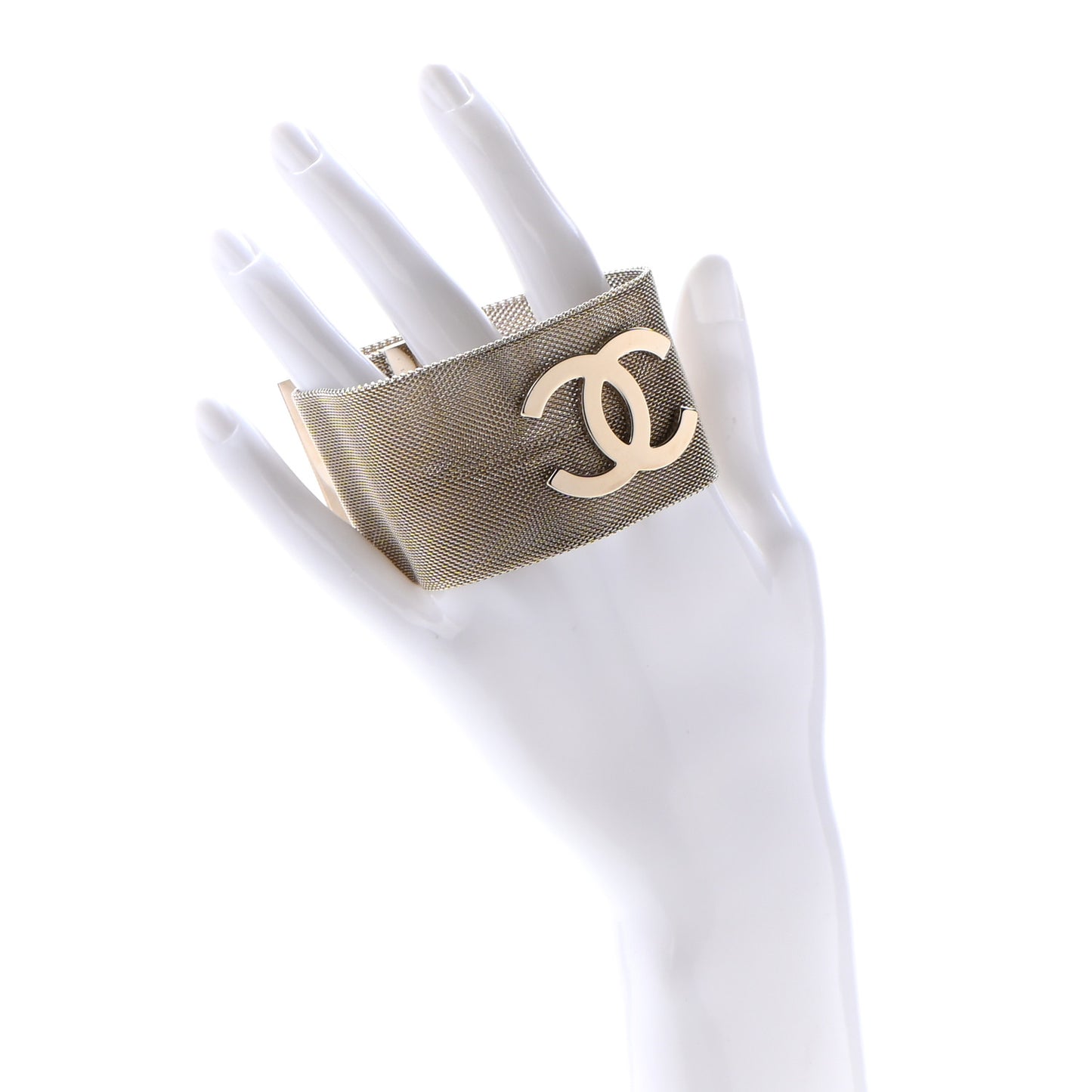 Metal Mesh CC Bracelet M Light Gold