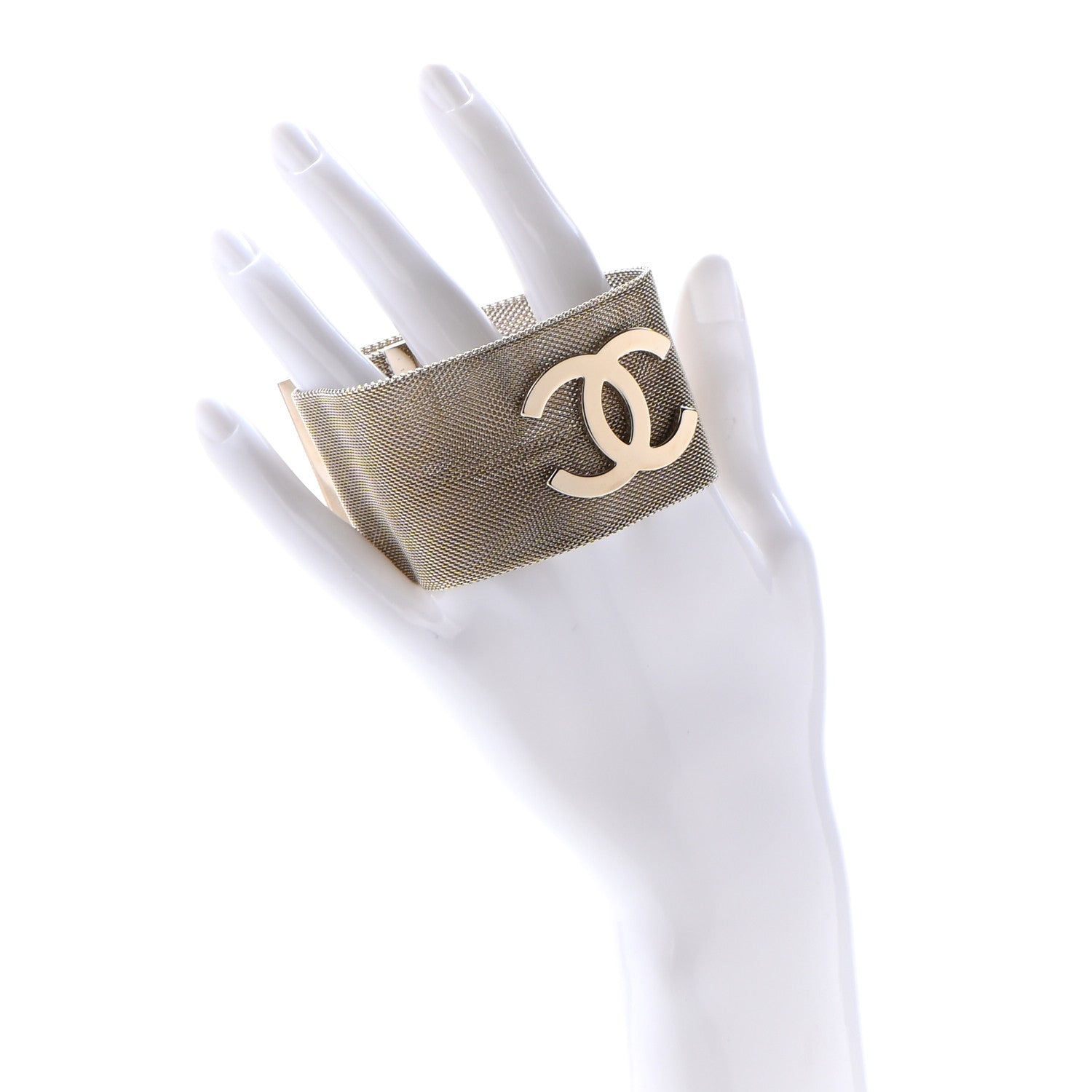 Chanel Metal Mesh CC Bracelet M Light Gold 2 of 6