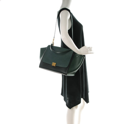 Celine Smooth Calfskin Medium Bi-Color Trapeze Bottle Green 2 of 9