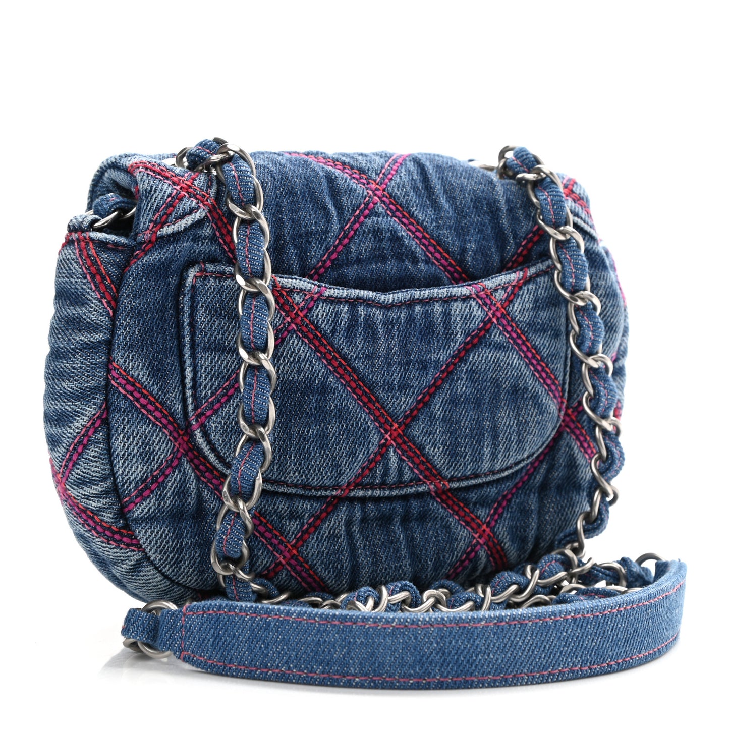 Denim Quilted Mini Coco Beach Messenger Bag Blue