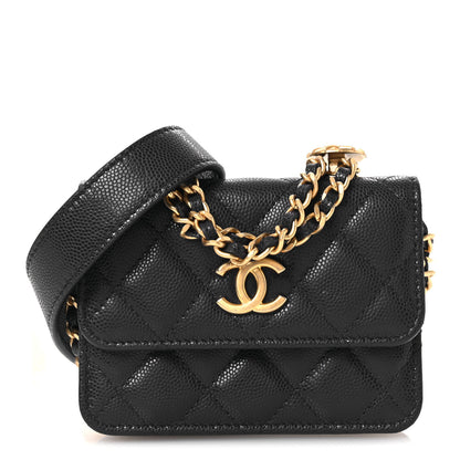 Chanel Caviar Quilted Twist Your Buttons Coin Purse With Chain Navy 1 of 12
