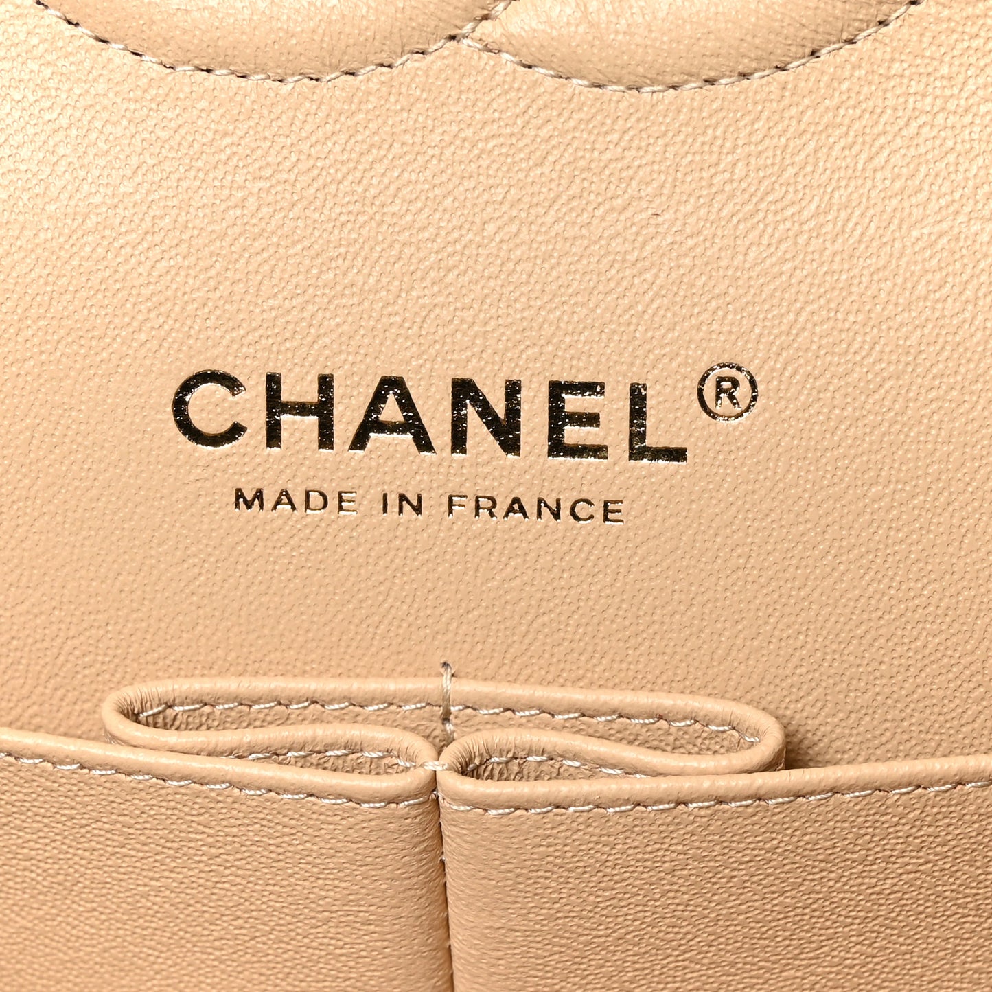 Caviar Quilted Medium Double Flap Beige
