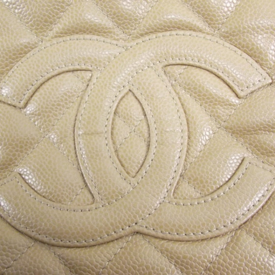 Caviar Quilted Hobo Beige