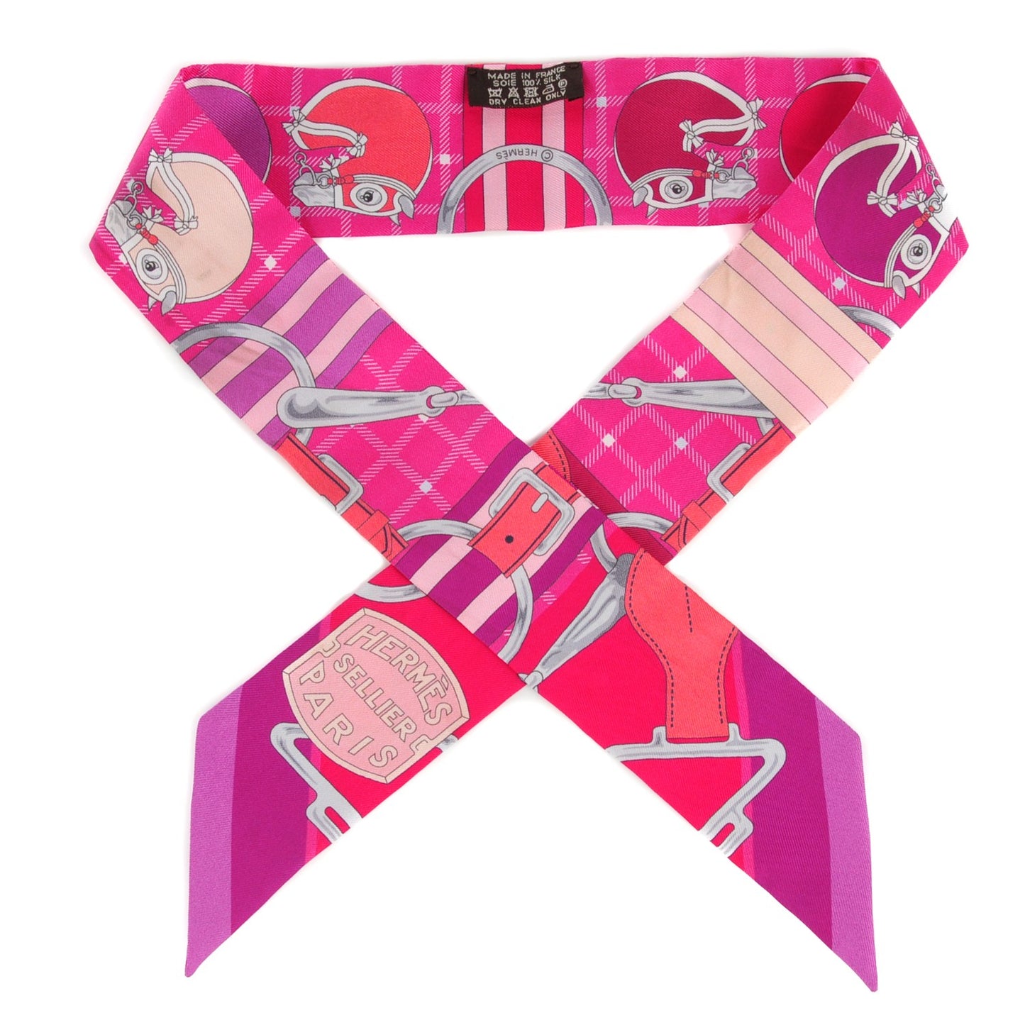 Silk Tatersale Twilly Fuchsia Rouge Vif Corail