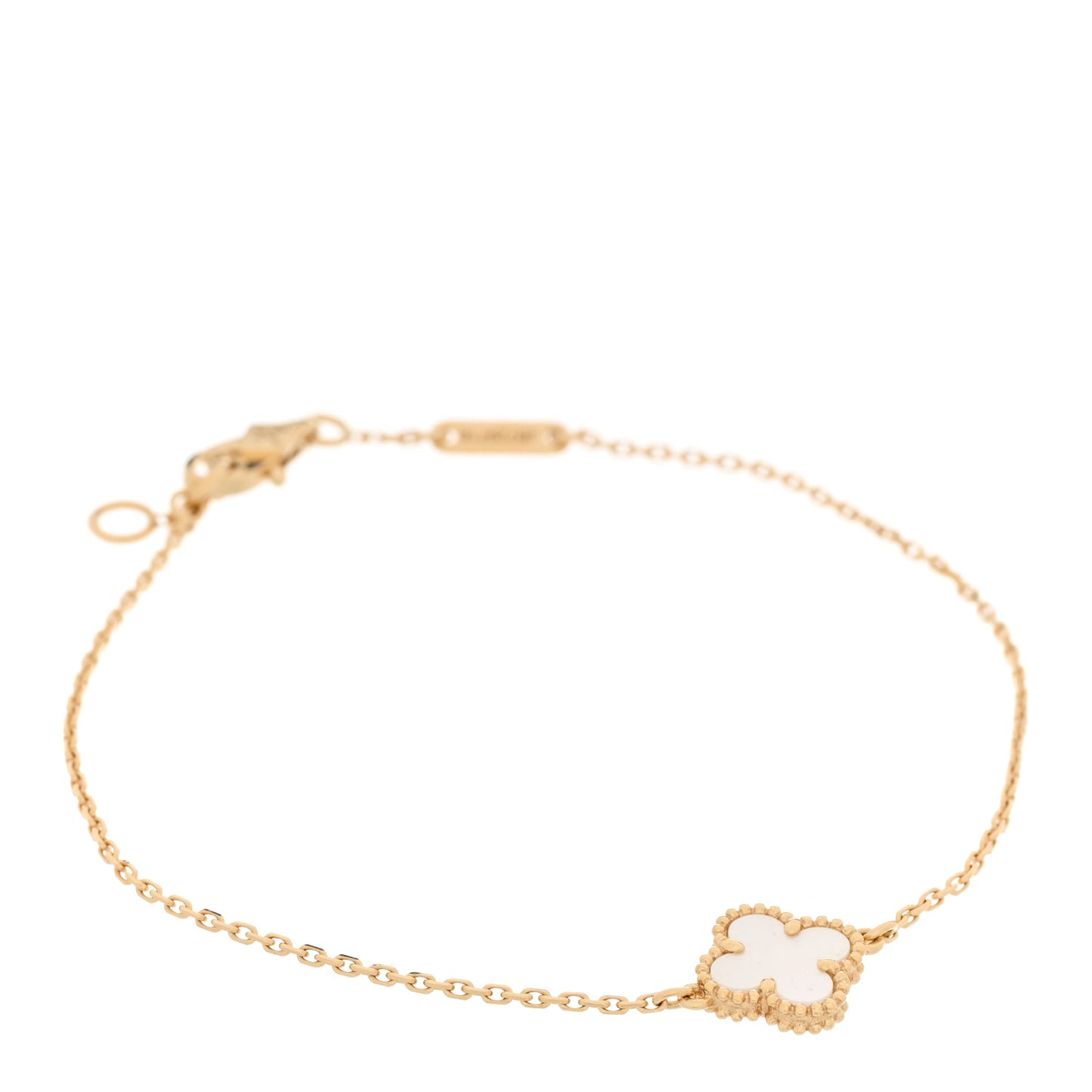 VAN CLEEF & ARPELS 18K Yellow Gold Mother of Pearl Sweet Alhambra Bracelet