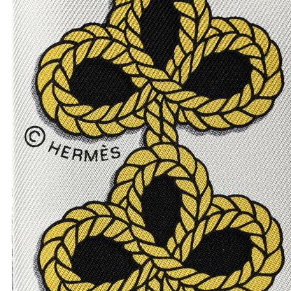 Hermes Silk Galons Et Brandebourg Twilly Black Gold White 3 of 4