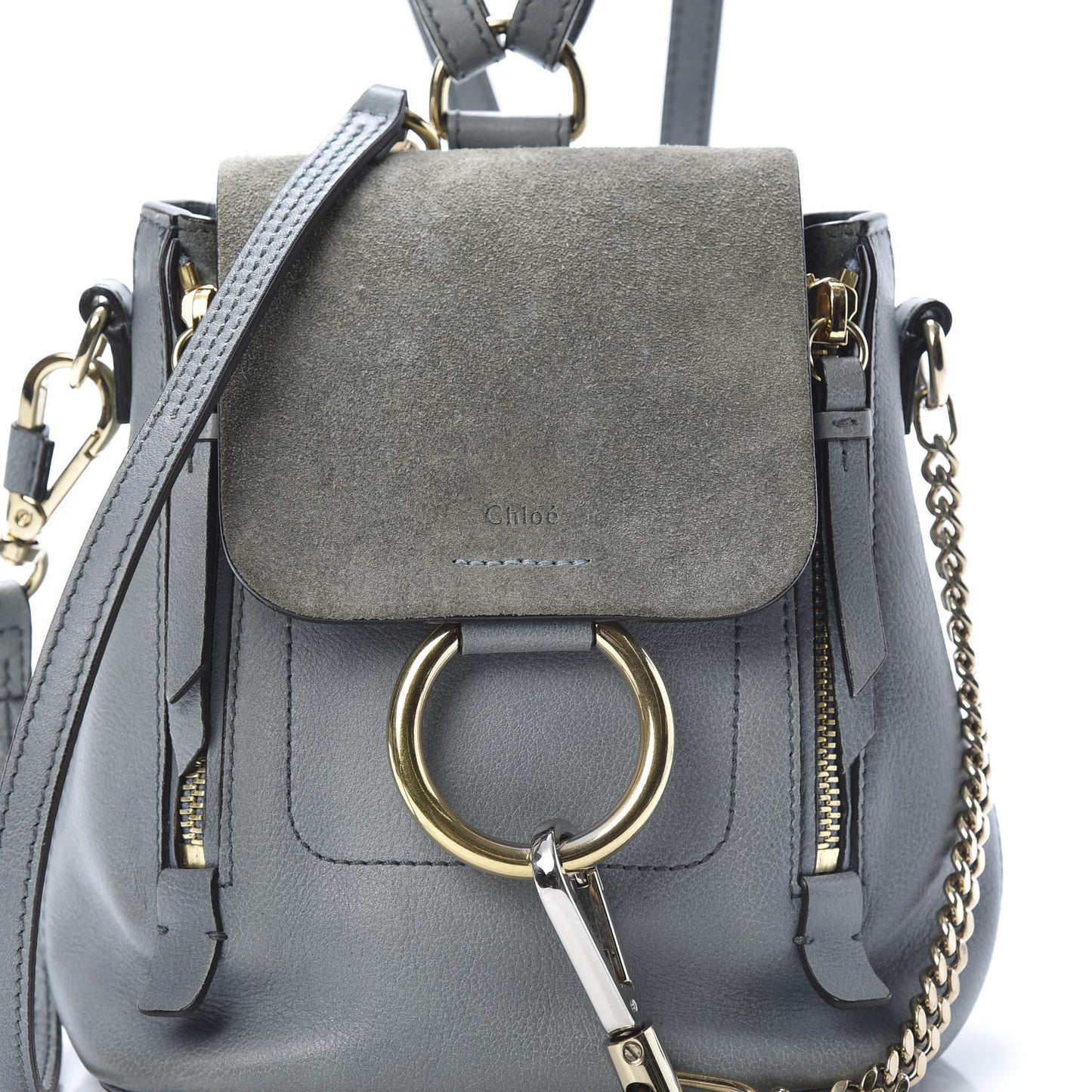 Suede Calfskin Mini Faye Backpack Cloudy Blue