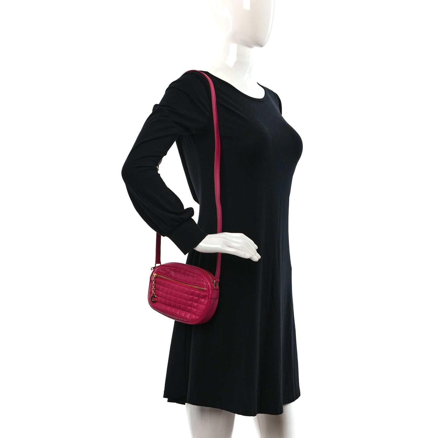 Celine Calfskin Quilted Small C Charm Bag Pink 2 of 8