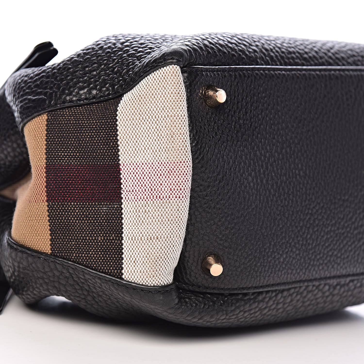 Burberry Grainy Calfskin House Check Small Maidstone Black 8 of 10