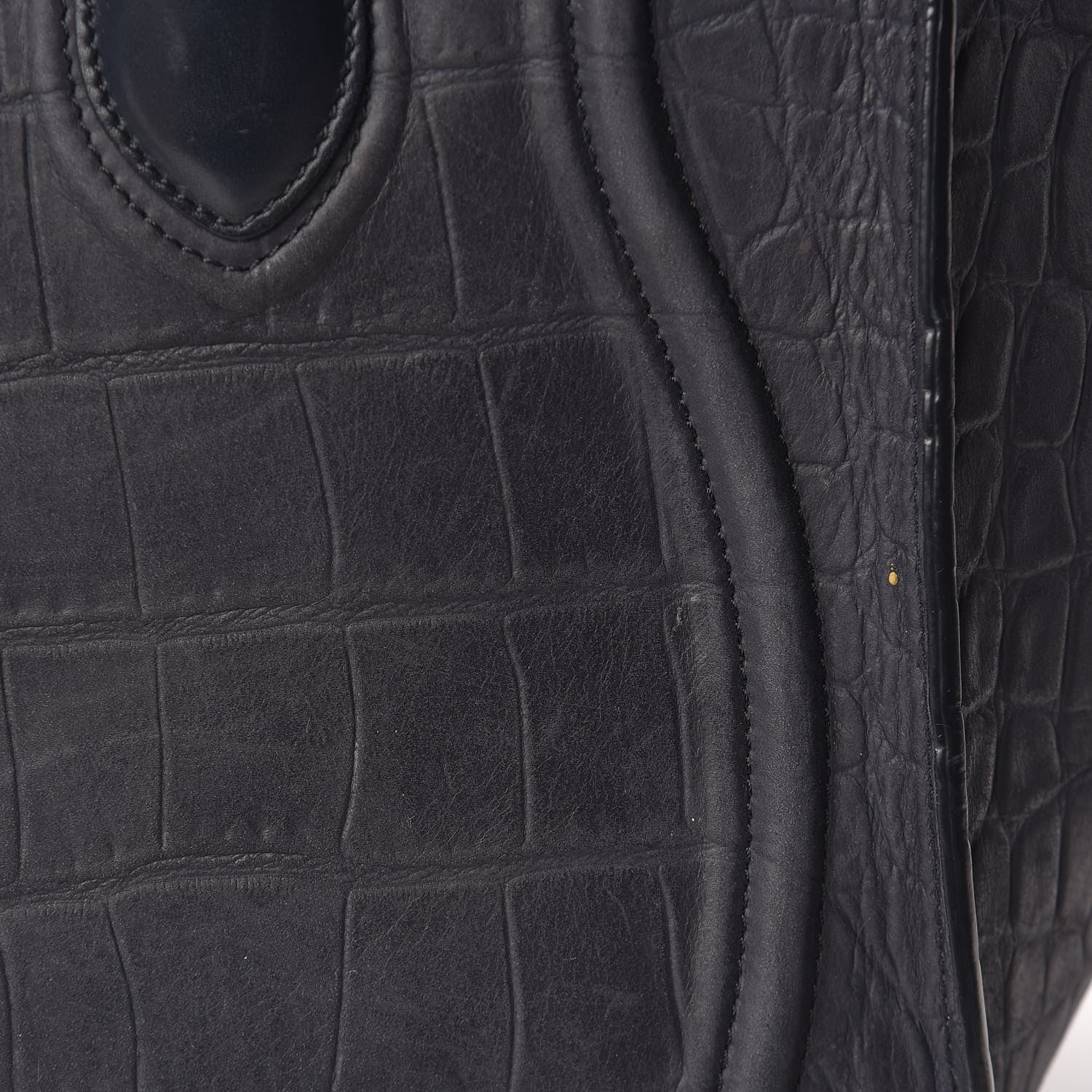 Celine Crocodile Embossed Nubuck Medium Phantom Luggage Navy Blue 19 of 27