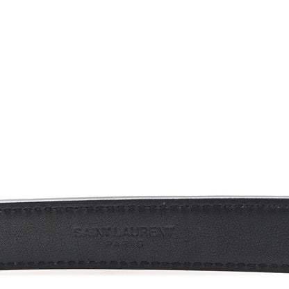 Saint Laurent Calfskin Monogram Cassandre Thin Square Buckle Belt 70 28 Black 3 of 6