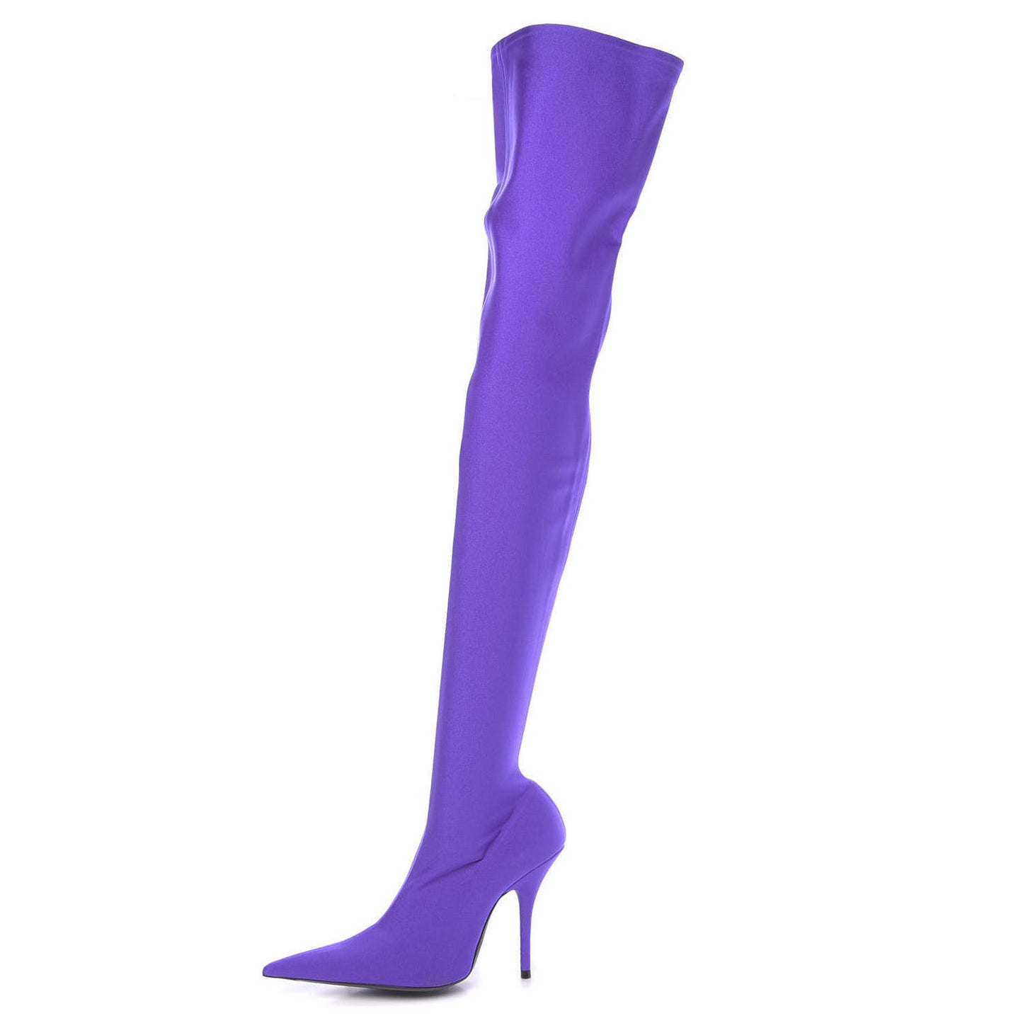 Spandex Pointed Toe Knife Thigh High Boots 36 Violet