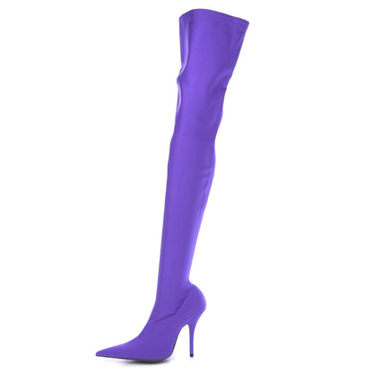 Balenciaga Spandex Pointed Toe Knife Thigh High Boots 36 Violet 1 of 7