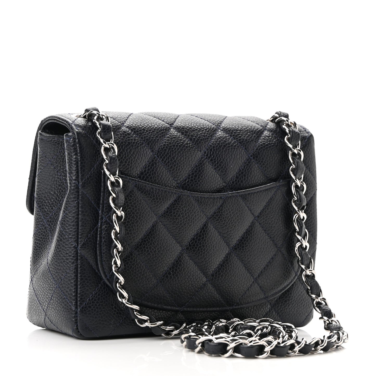 Caviar Quilted Mini Square Flap Navy