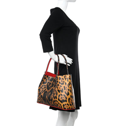 Christian Louboutin Calfskin Empire Leopard Print Spiked Cabarock Shopper Tote Spicy 2 of 9
