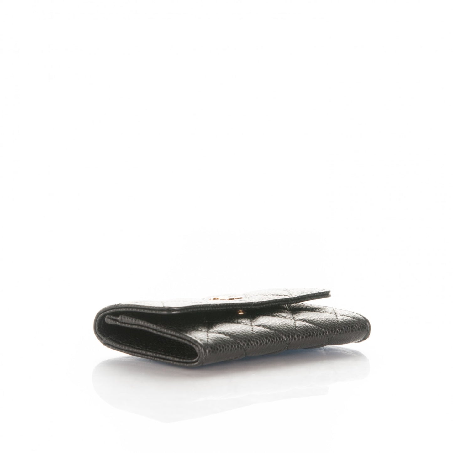 Caviar Quilted Flap Card Holder Black