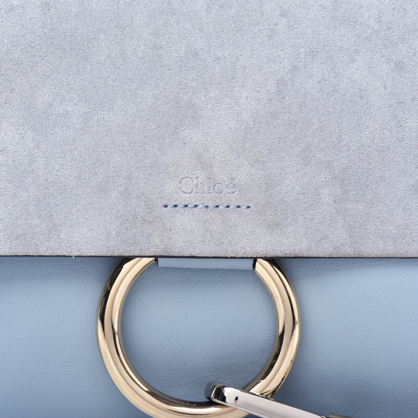 Suede Calfskin Small Faye Shoulder Bag Cloudy Blue