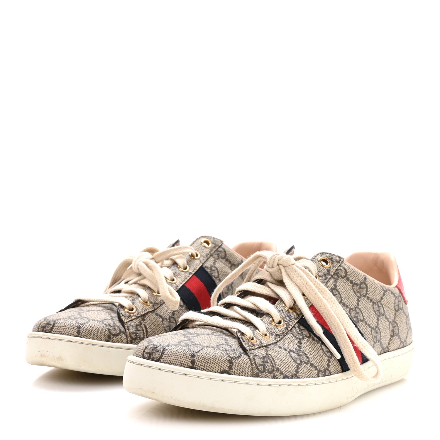 Gucci GG Supreme Monogram Ayers Web Womens Ace Sneakers 39.5 Beige 4 of 8