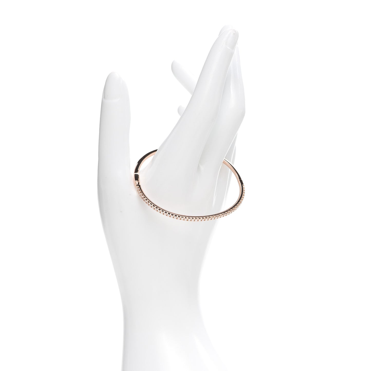 18K Rose Gold Diamond Metro Hinged Bangle Bracelet