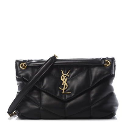 Saint Laurent Lambskin Quilted Small Loulou Puffer Monogram Chain Satchel Black 1 of 10