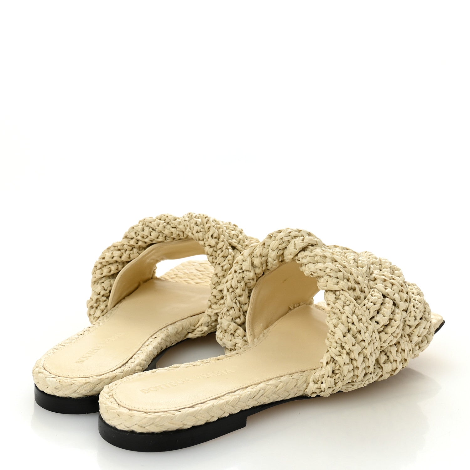 Bottega Veneta Raffia Intrecciato Lido Flat Sandals 36 Cane Sugar 4 of 8