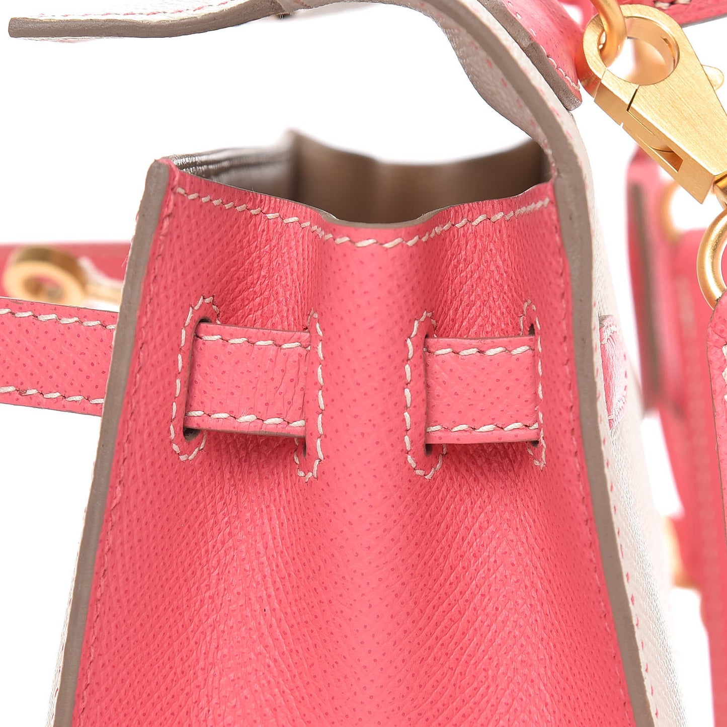 Epsom Bi-Color Horseshoe Kelly Sellier 25 Craie Rose Azalee