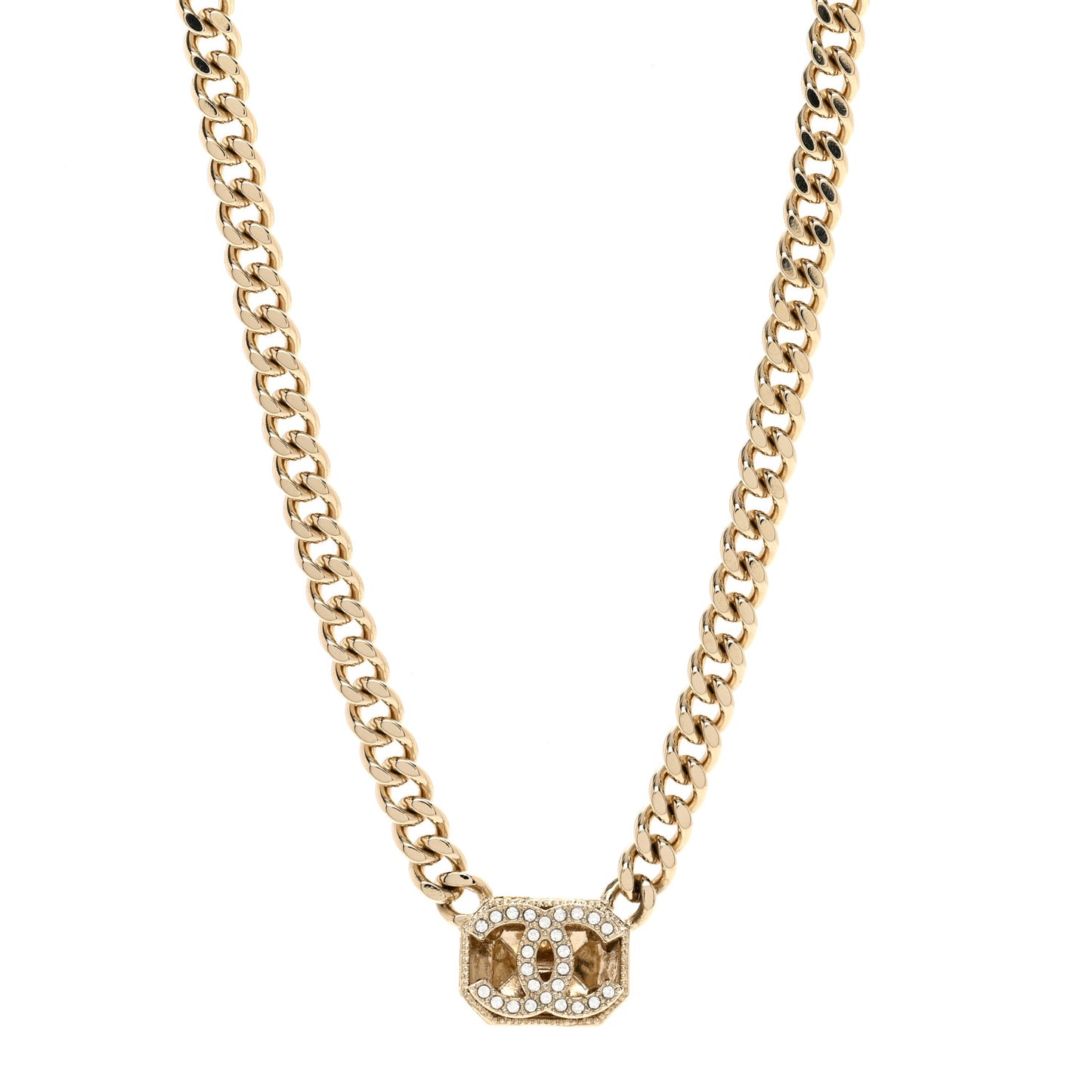 Crystal CC Chain Choker Necklace Gold
