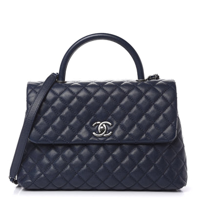 Chanel Caviar Quilted Medium Coco Handle Flap Navy Blue 1 of 12