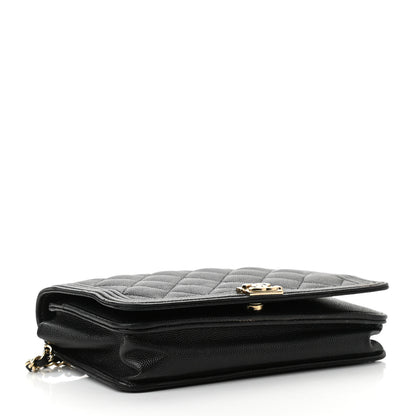 Chanel Caviar Quilted Boy Wallet On Chain WOC Black 4 of 12