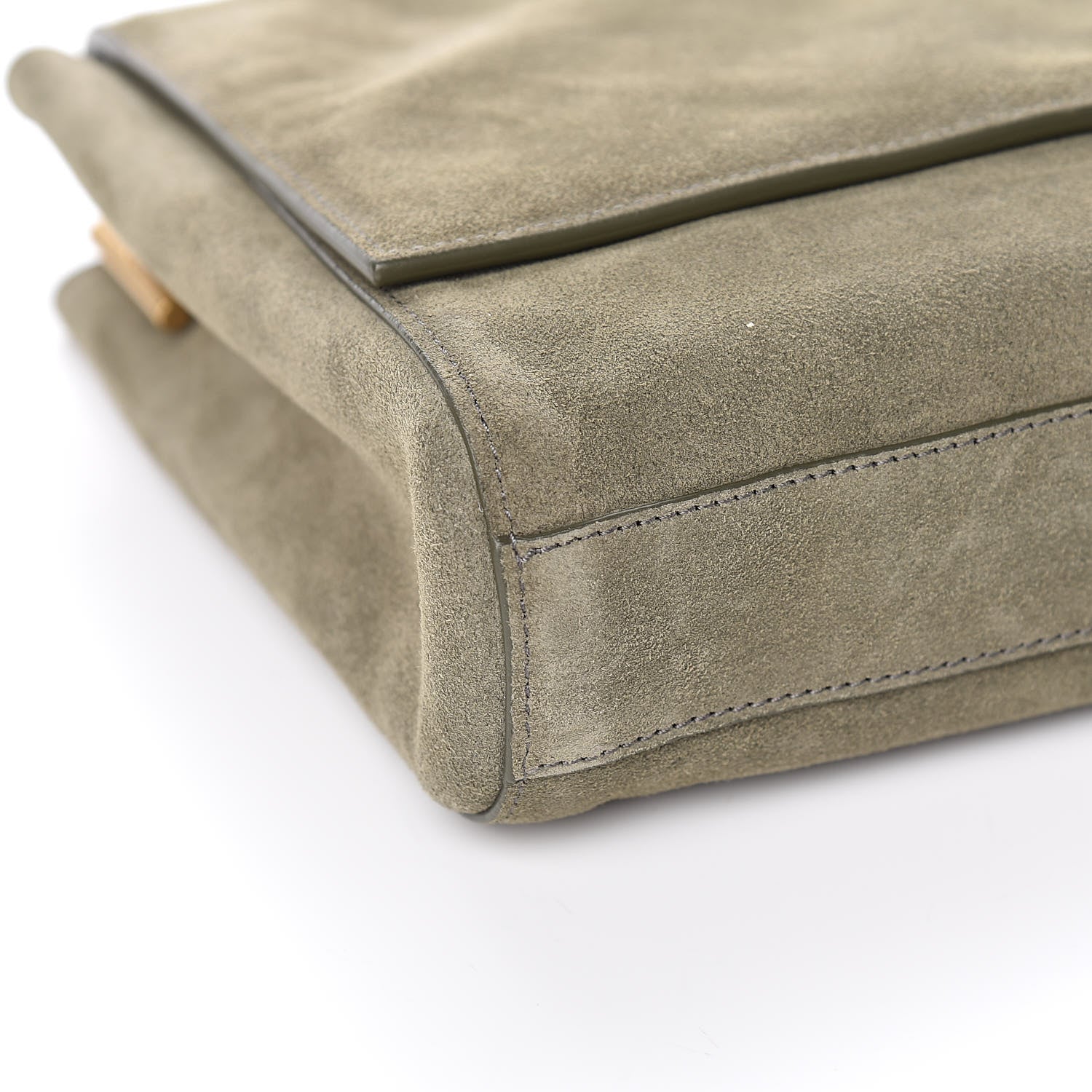 Saint Laurent Smooth Calfskin Suede Medium Reversible Monogram Kate Satchel Olive 11 of 13