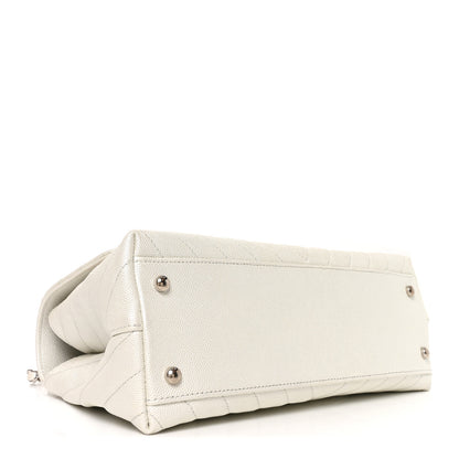 Chanel Iridescent Caviar Chevron Quilted Small Coco Handle Flap White 4 of 10