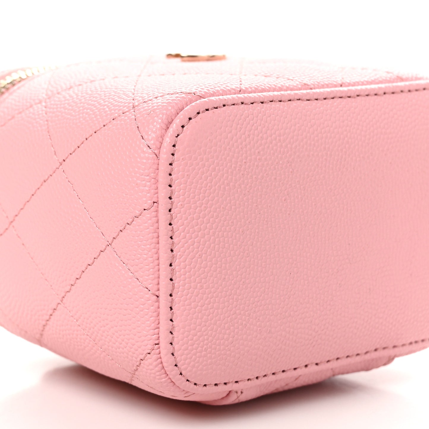 Caviar Quilted Mini Vanity Case With Chain Pink