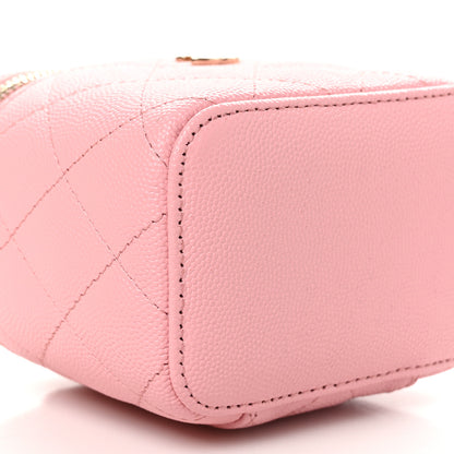 Chanel Caviar Quilted Mini Vanity Case With Chain Pink 9 of 10