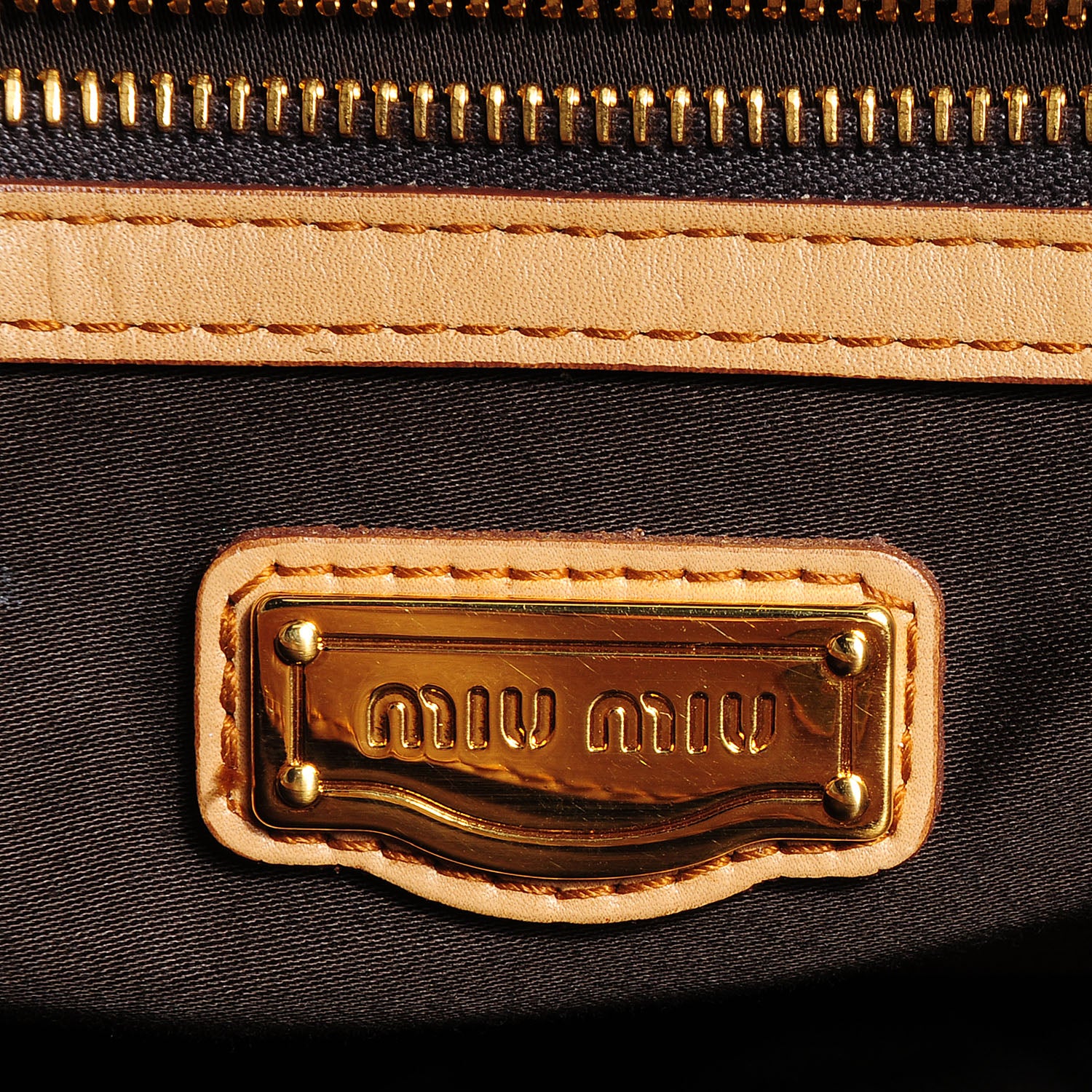 Miu Miu Vitello Satchel Sabbia 6 of 9