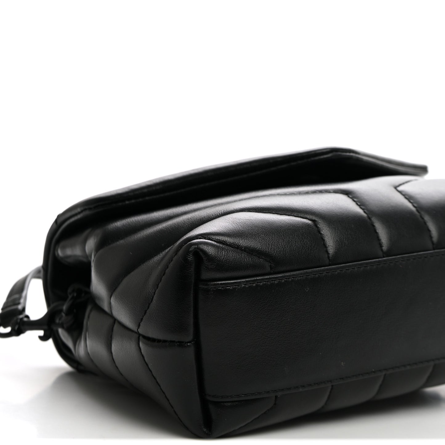 Calfskin Y Quilted Monogram Monochrome Toy Loulou Crossbody Bag Black