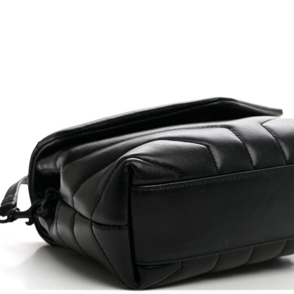 Saint Laurent Calfskin Y Quilted Monogram Monochrome Toy Loulou Crossbody Bag Black 7 of 8